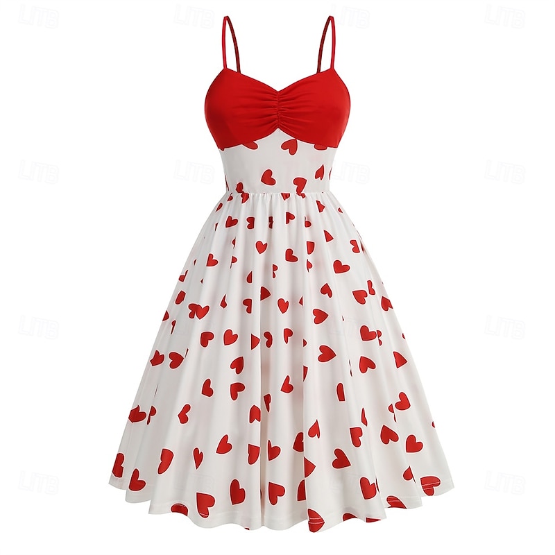 Retro Vintage 1950s Rockabilly Dress Swing Dress Heart Fancy Dress Women's Carnival Masquerade Daily Wear Adults' Dress Homecoming Dresses