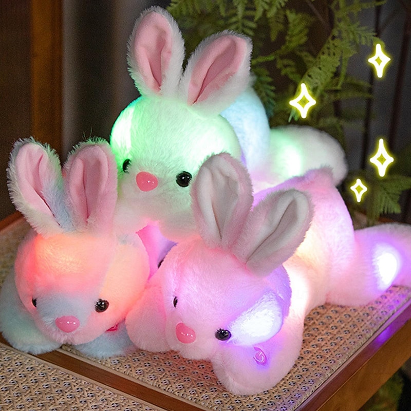 1 Pc Cute Luminous Plush Rabbit Easter Party Gift Festival Atmosphere Decoration Doll
