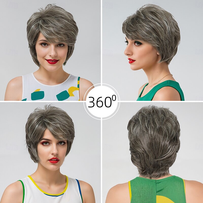 Synthetic Wig Wavy Curly Weave Asymmetrical Neat Bang Machine Made Wig 30 inch A1 Synthetic Hair Women's Classic Comfortable Color Gradient Multi-color4