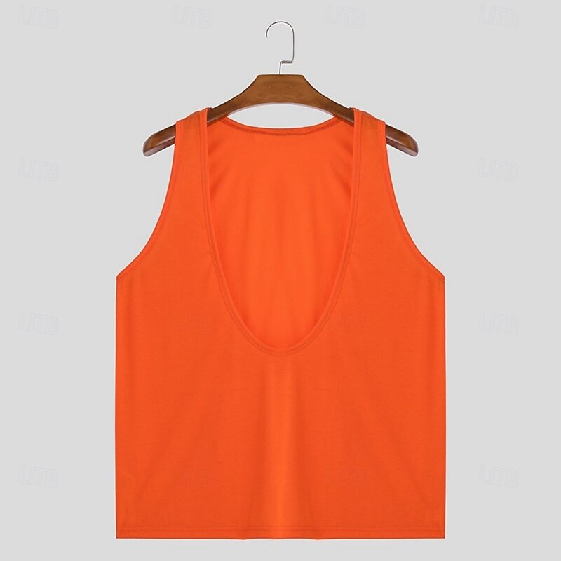 Men's Tank Top Vest Undershirt Sleeveless Shirt Sleeveless Deep V Summer Plain Fashion Classic Casual V Neck Basic Street Casual Sports Black White Orange Top Tee for Men3