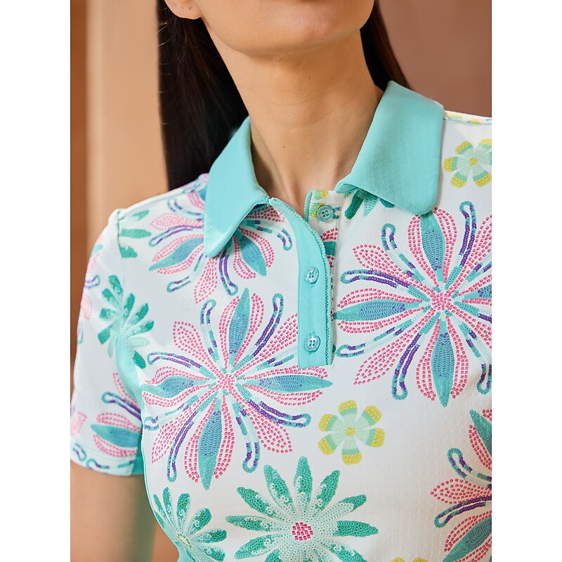 Women's Golf Polo Shirt Mint Green Short Sleeve Shirt Ladies Golf Attire Clothes Outfits Wear Apparel3