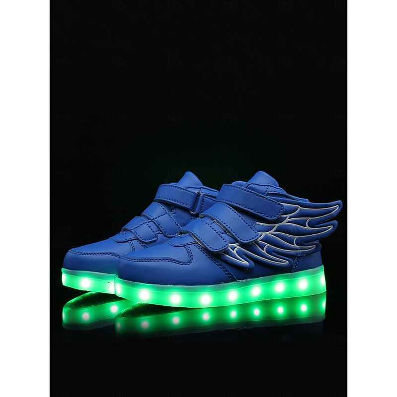 Black LED Wing Sneakers for Kids – Light-Up Velcro Shoes for Festivals & Night Events3
