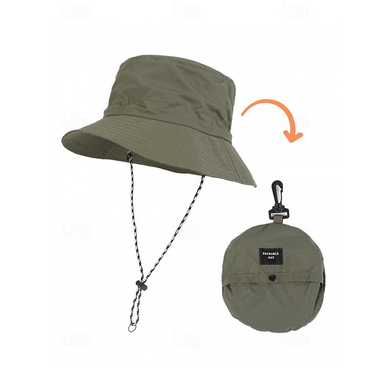 Men's Packable Waterproof Bucket Hat – Foldable Sun Hat with Adjustable Chin Strap, Lightweight Outdoor Fishing & Hiking Cap