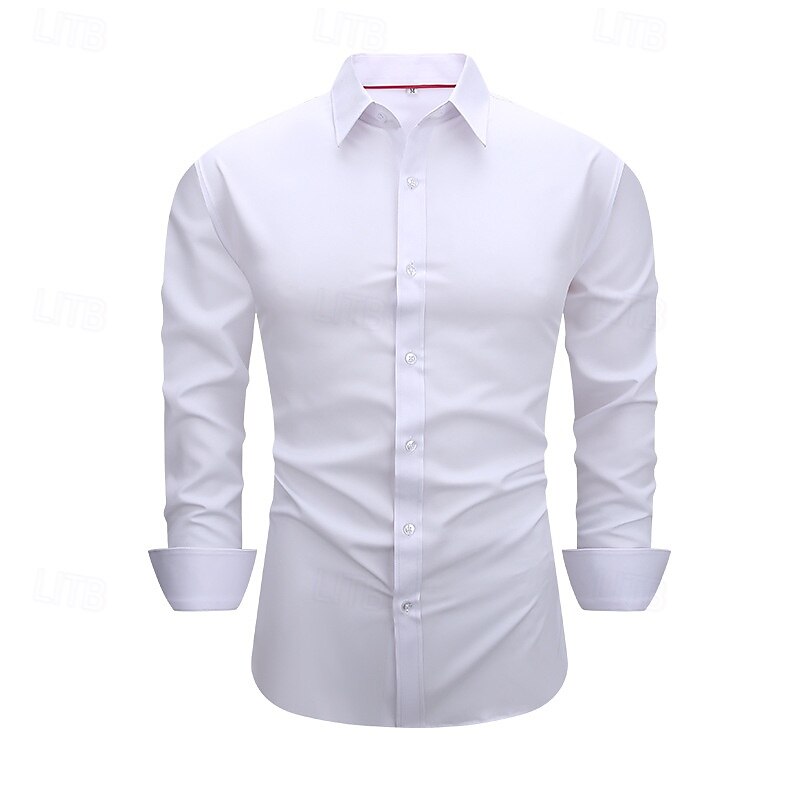 Men's Shirt Dress Shirt Button Up Shirt Solid / Plain Color Wedding Daily Black White Red Sky Blue Long Sleeve Turndown Spring &  Fall Clothing Apparel Patchwork3