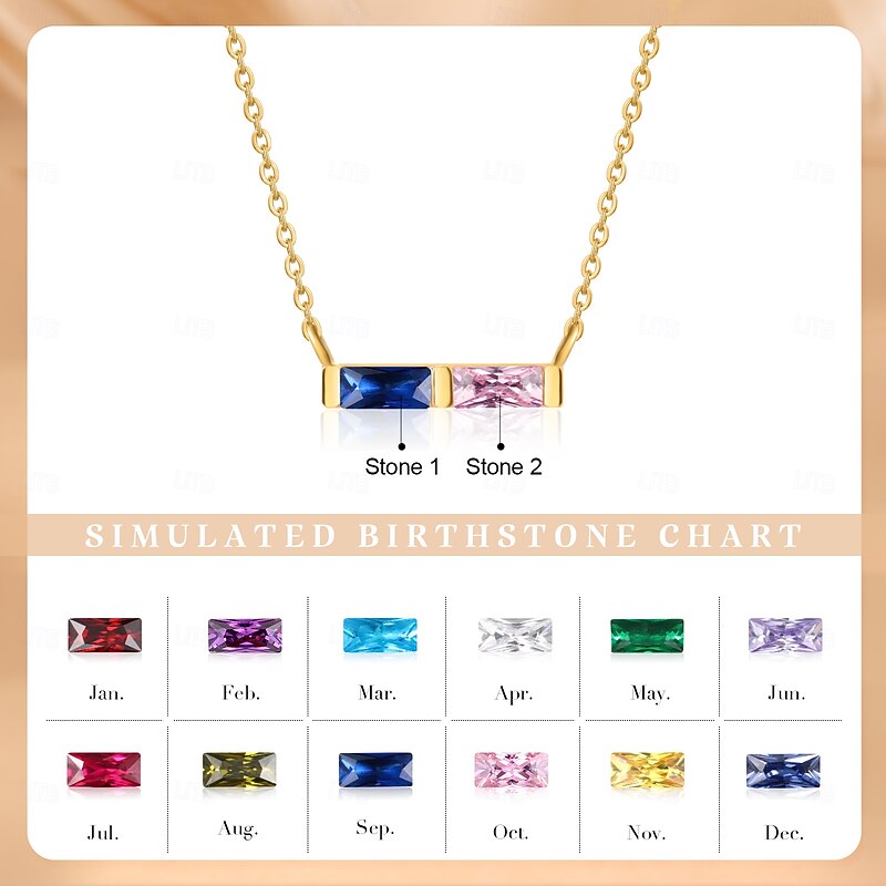 Personalized Custom Birthstone Necklace Custom Best Gift for Mom Jewelry with Unique Birthstone for Wife or Partner