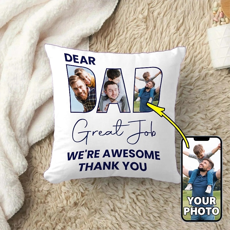 Personalized Pillow Cover Father's Day Custom Pillow Face Pillow Funny Gift for Dad Cushion Cover Throw Pillow Ideal Gift Personalized Love Gifts - Main Image