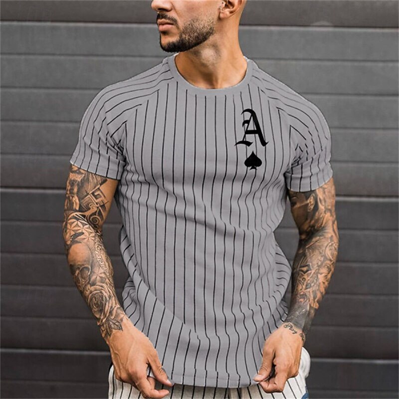 Men's Summer Tops Gym Shirt Fitness Shirt Crew Neck Short Sleeves Casual Daily Gym Quick dry High Stretch Sweat wicking Patchwork Striped White Red Hot Stamping Activewear Polyester3
