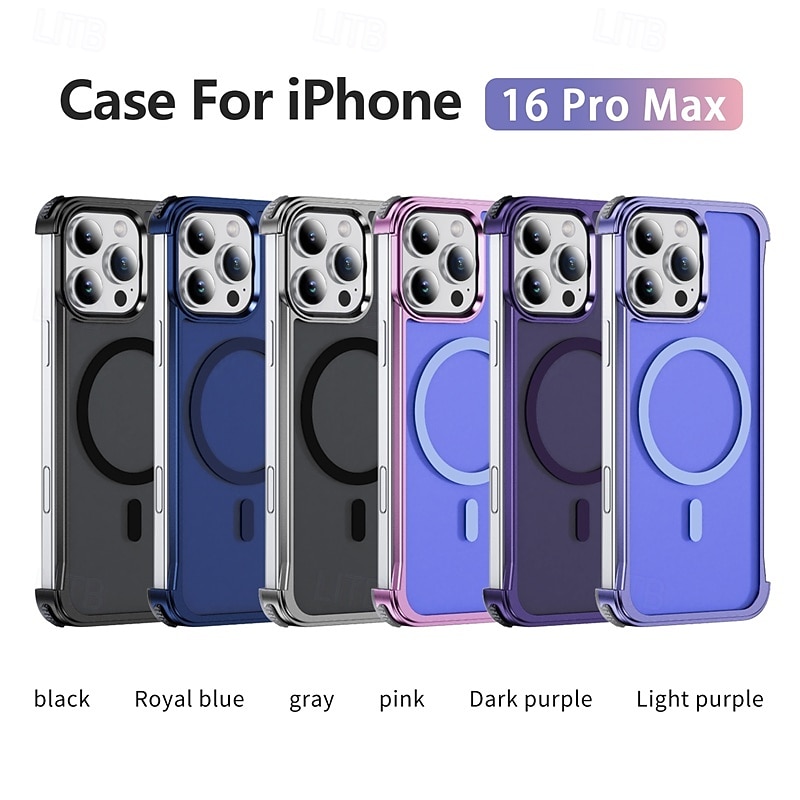 Phone Case For iPhone 16 15 14 Pro Max Plus 13 12 Pro Max Back Cover Magnetic Support Wireless Charging Shockproof Retro Metal