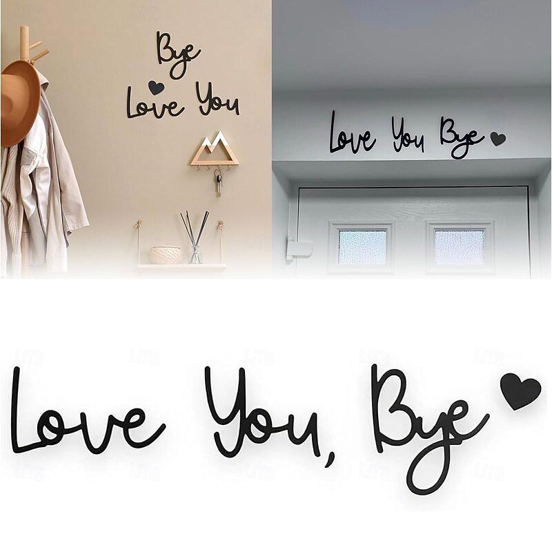 love you bye sign Above Door Topper Decoration, Wooden Script Decor Sign for Door,Home,Windows and Walls, Christmas Valentine's Wedding Thanksgiving Gift