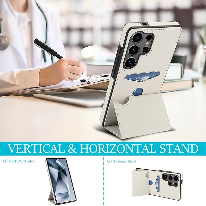 Phone Case For Samsung Galaxy S25 S24 S24 FE S23 S22 S21 Ultra Plus S20 Back Cover with Stand Holder Magnetic Card Slot Retro TPU PU Leather3