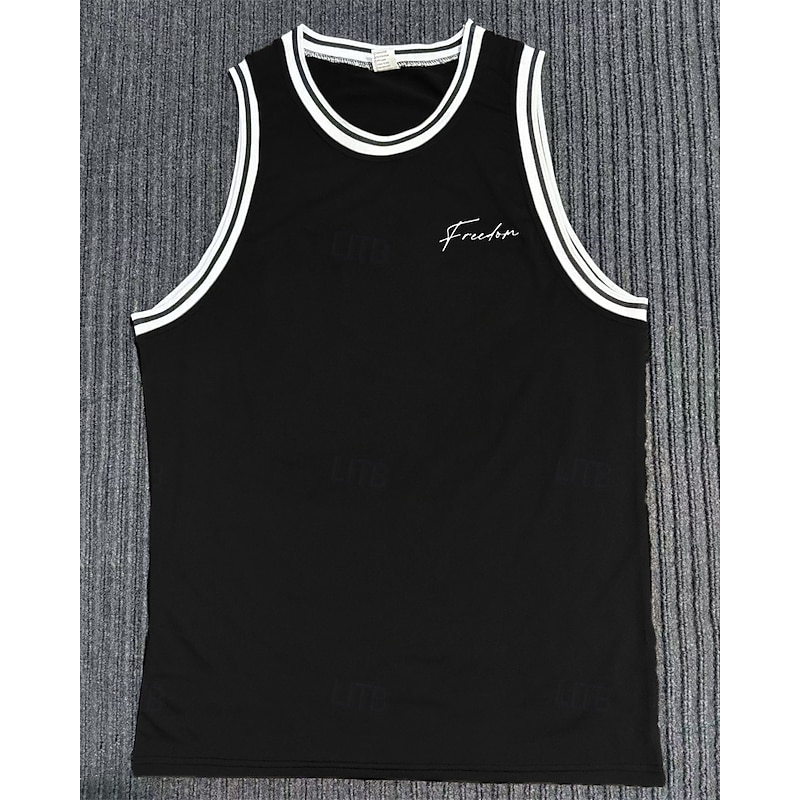 Men's Tank Top Vest Top Undershirt Sleeveless Shirt Sleeveless Crew Neck Summer Stripes Fashion Designer Basic Print Vacation Street Going out Black White Wine Top Tee for Men2