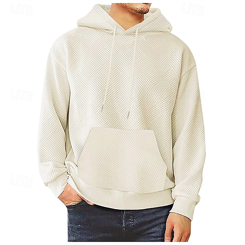 Men's Hoodie Apricot Black Hooded Plain Jacquard Pocket Sports & Outdoor Daily Holiday Polyester Streetwear Basic Casual Summer Spring Clothing Apparel Hoodies Sweatshirts4