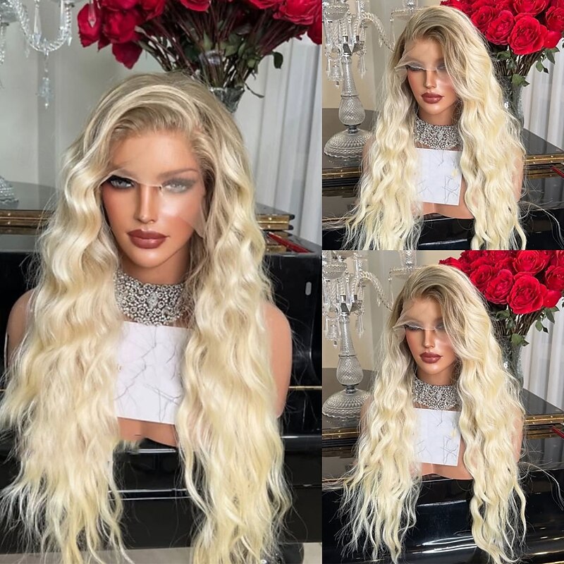 Unprocessed Virgin Hair 5x5 Closure 13x4 Lace Front Wig Layered Haircut Brazilian Hair Natural Wave Blonde Wig 130% 150% Density Ombre Hair Natural Hairline 100% Virgin Glueless For Women Long Human