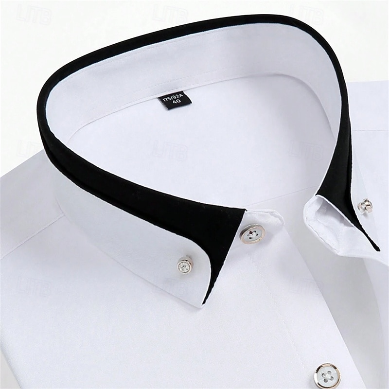 Men's Dress Shirt Button Down Shirt Solid / Plain Color Wedding Light Blue White Light Green Pink Long Sleeve Square All Seasons Clothing Apparel Color Block3