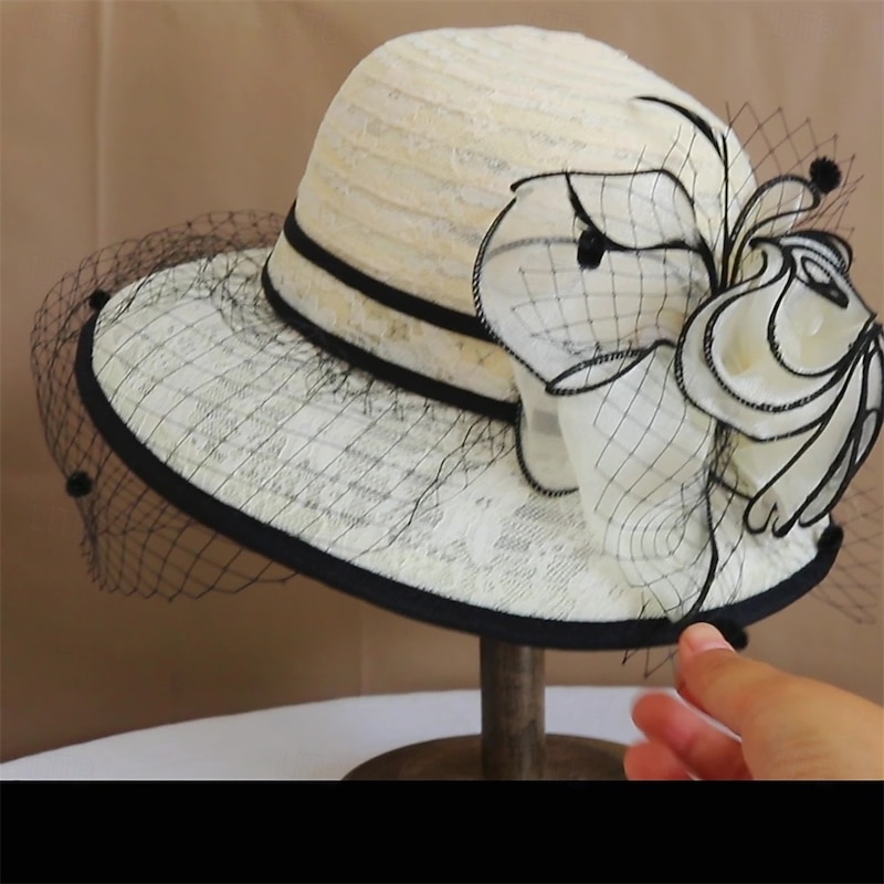 Hats Polyester Sun Hat Holiday Tea Party Horse Race Cocktail Elegant Vintage Sun Protection With Feather Floral Headpiece Headwear2