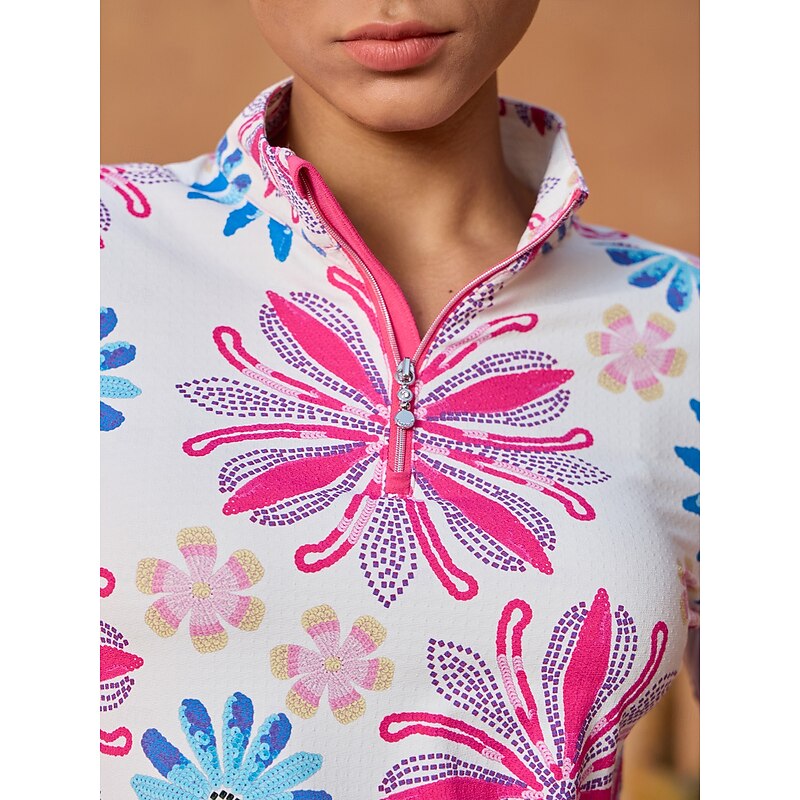 Women's Golf Polo Shirt Blue Pink Long Sleeve Top Ladies Golf Attire Clothes Outfits Wear Apparel4