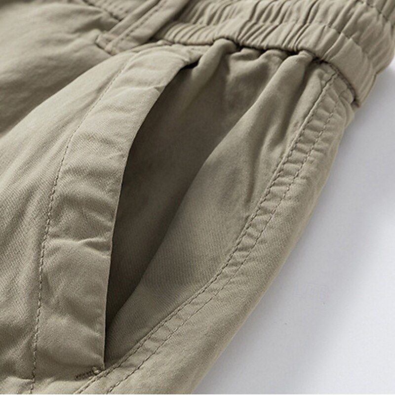 Men's Cargo Shorts Shorts Summer Shorts Drawstring Elastic Waist Zipper Pocket Plain Comfort Wearable Knee Length Outdoor Sport Daily Fashion Casual Black Brown3