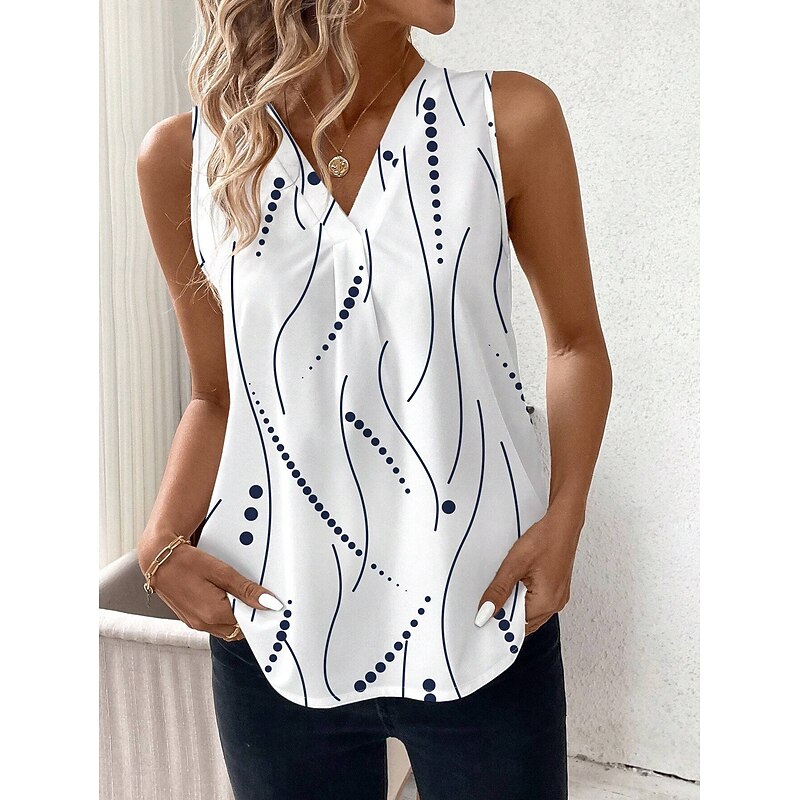 Women's Camisole Tank TopGraphic Polka Dot Stylish Casual Sleeveless V Neck Regular Tops Daily Print White Red Blue Green Beige Summer4