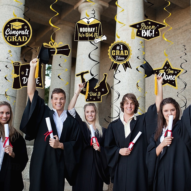 Graduation Party Spiral Hanging Decorations, Grad Graduation Ceremony Backdrop Decor, Spiral Pendant Ornaments for Party Decorations4