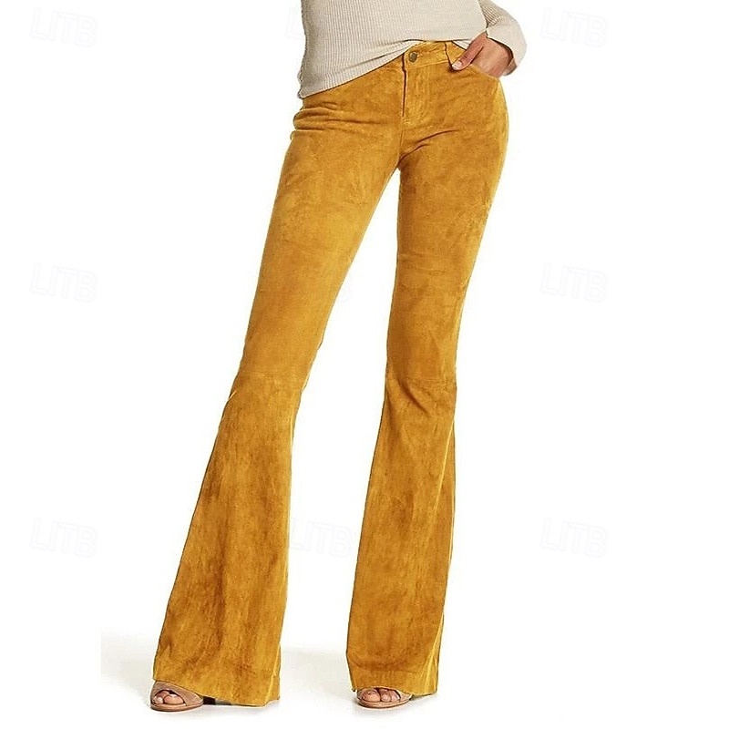 Retro Vintage 1960s Hippie Long Length Bell Bottom Pants Flared Trousers Hippie Solid Color Fit & Flare Fancy Dress Women's Carnival Daily Wear Pride Parade Pride Month Adults' Pants Spring & Summer4