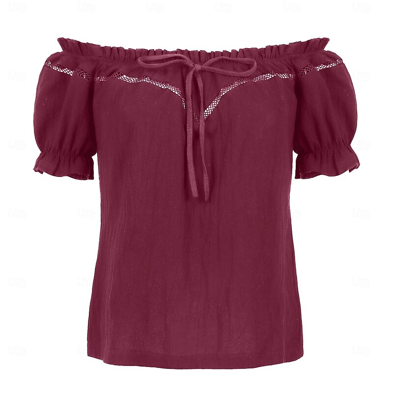 Retro Vintage Medieval Renaissance Blouse / Shirt Solid Color Fancy Dress Women's Pirate Royal Steampunk Masquerade Casual Daily Adults' Blouse2