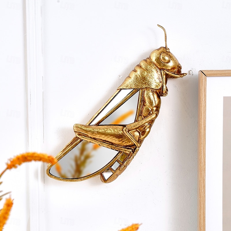 Gold Resin Sparrow and Grasshopper Wall Decor, Mirrored Inlay Design, Unique Hanging Ornament for Bird Lovers, Home, Party, and Zoo Decoration4