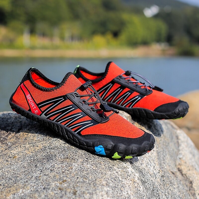 Men's Barefoot Trail Sneakers - Vibrant Red, Rugged Sole, Lace-Free Design - Perfect for Hiking & Outdoor Adventures2