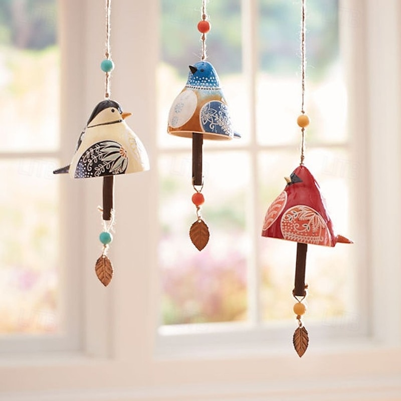Bird Song Bell, Resin Craft Outdoor Wind Chime, Garden & Patio Hanging Decor, Home & Yard Decoration4