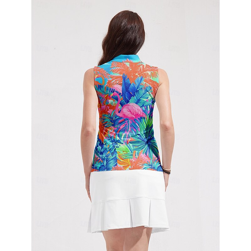 Women's Golf Polo Shirt Blue Sleeveless Top Ladies Golf Attire Clothes Outfits Wear Apparel2