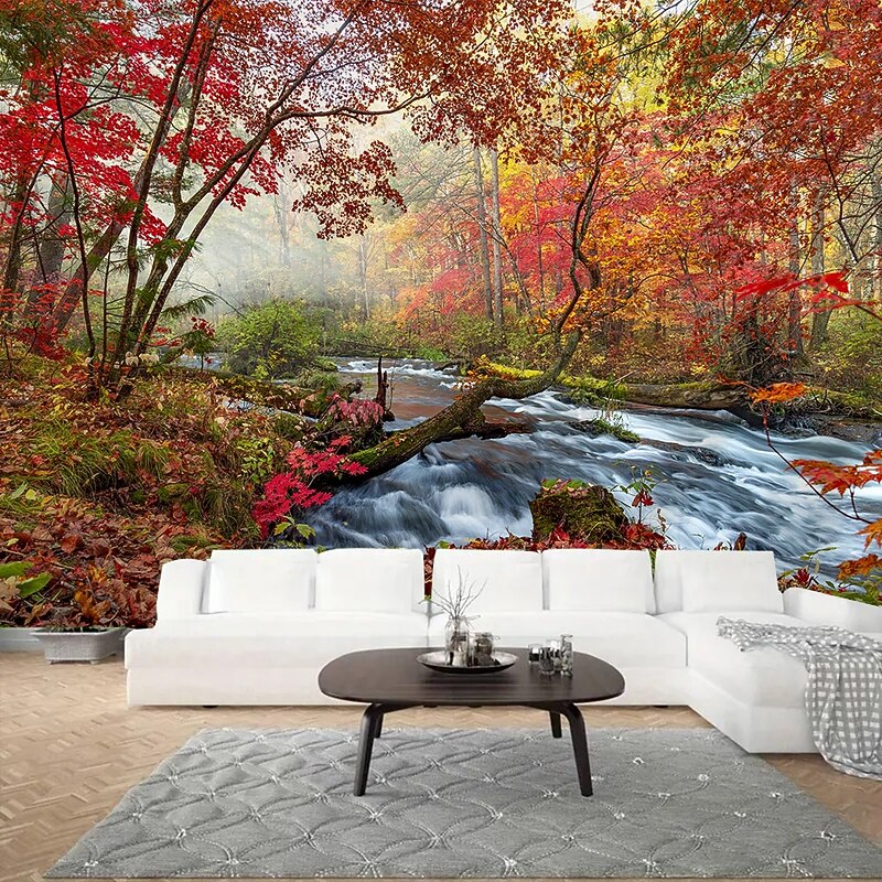 Autumn Yellow Forest Scenery  Hanging tapestry mural art large-scale tapestry mural decoration photos background carpet curtains home bedroom living room decoration - Main Image