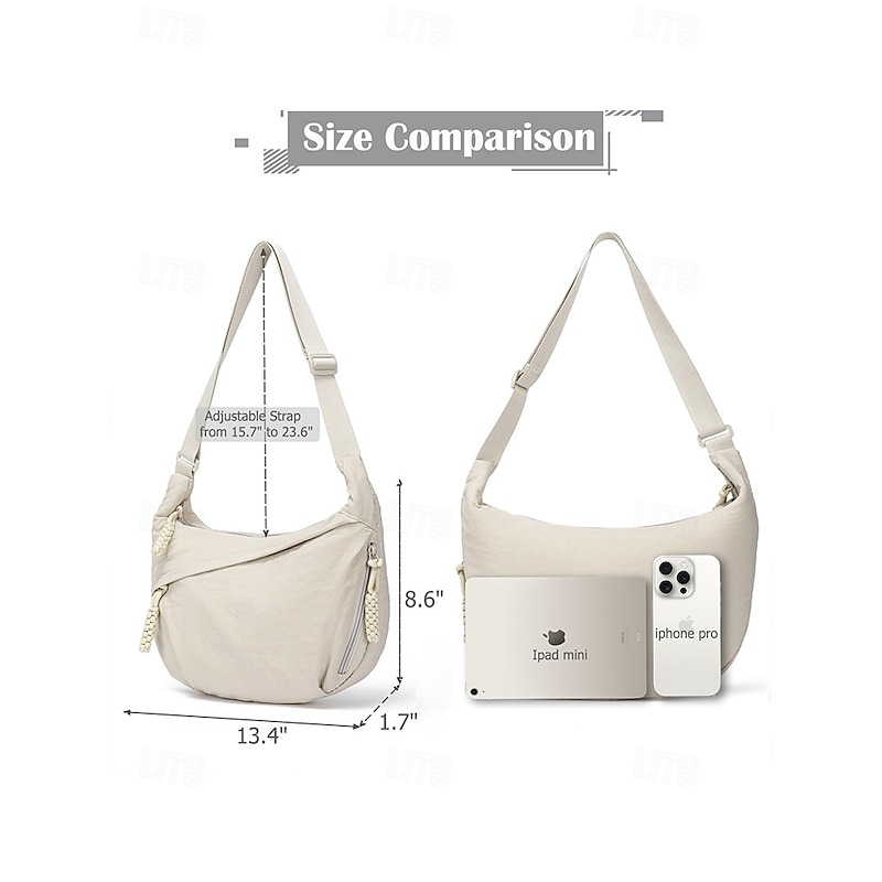 Lightweight Crossbody Shoulder Bag for Women – Casual Waterproof Nylon Sling Bag with Adjustable Strap, Multi-Pocket Design for Travel, Shopping and Daily Use4
