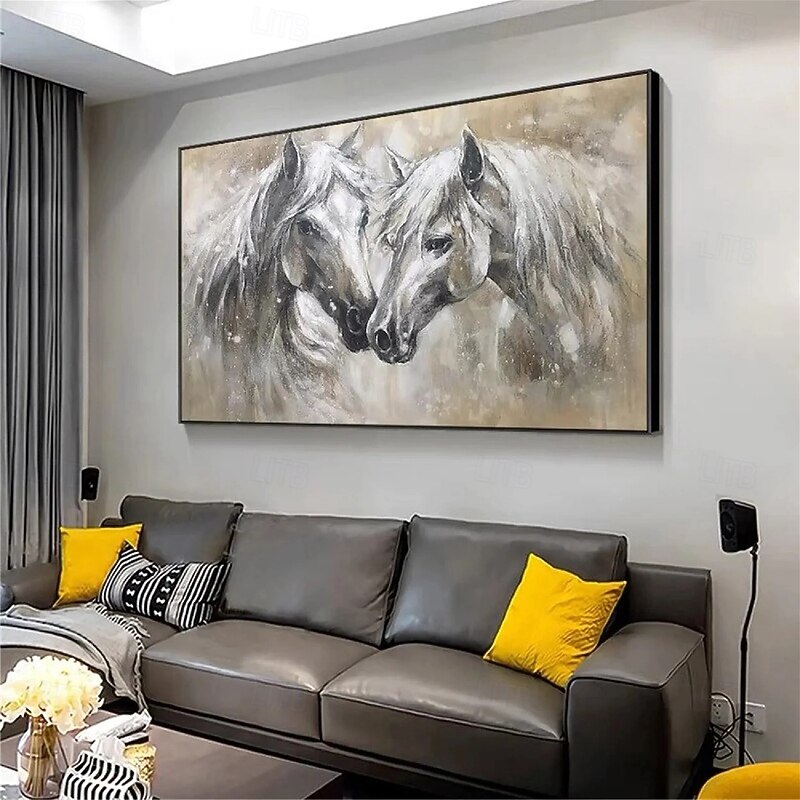 Handmade Abstract blue artwork painting  handmade Horse painting on canvas extra large abstract art animal painting oversized horse textured painting animal art large canvas wall art animal paintings4