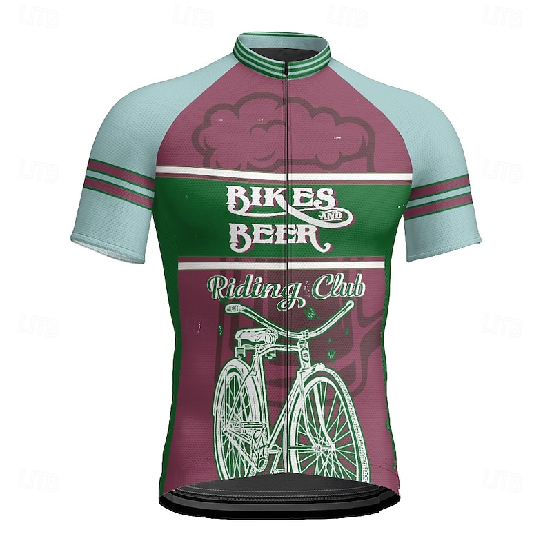 Men's Cycling Jersey Letter & Number Short Sleeve Bike Tee Tshirt Jersey with 3 Rear Pockets Mountain Bike MTB Quick Dry Anatomic Design Wicking Breathable Sports Fuchsia Clothing Apparel4