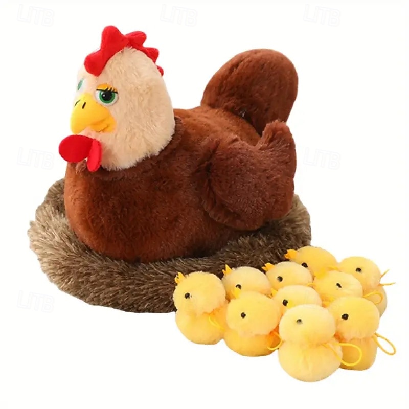11.41in Swan Chick Family Plush Toy Chicken Mother Swan Plush Dolls Lifelike Animals Stuffed Doll With Nest Kids Christmas Gift3