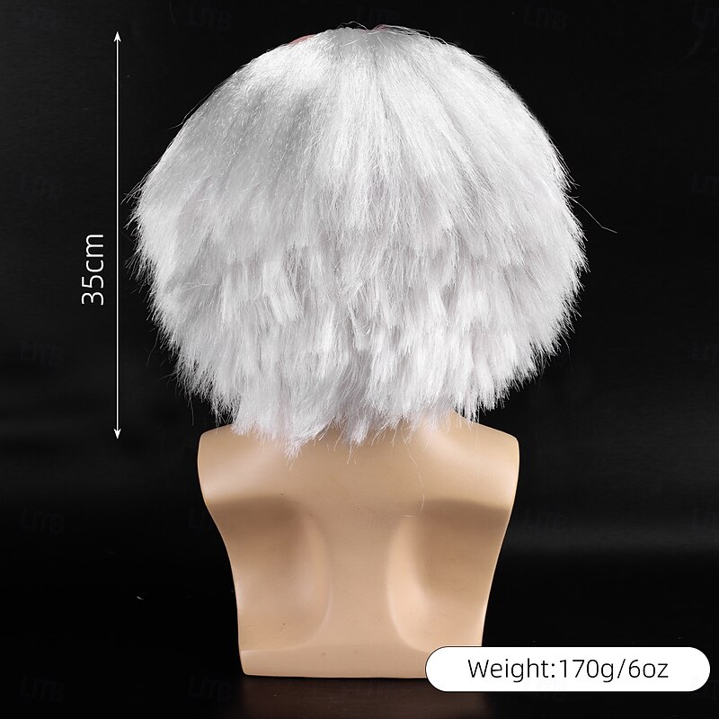 Synthetic Wig kinky Straight Water Wave Layered Haircut Asymmetrical Braid Machine Made Wig 14 inch A1 Synthetic Hair Men's Classic Comfortable Color Gradient Silver3