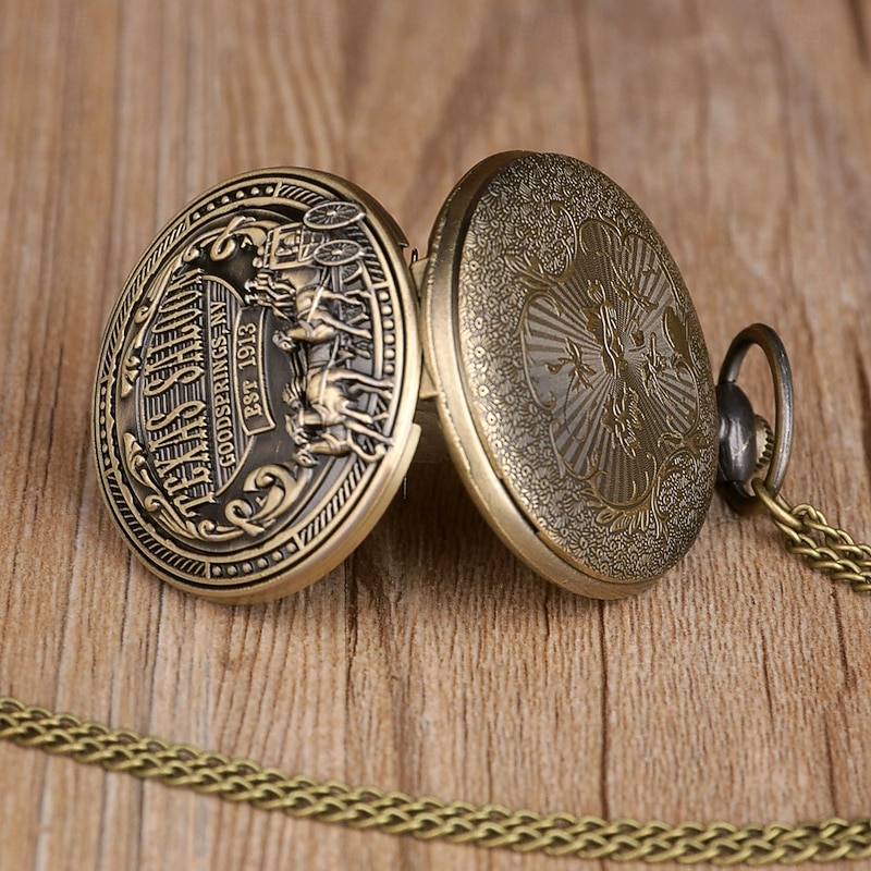 1913 Western Cowboy Carriage Badge Men's and Women's Quartz Pocket Watch Fashion Best Festival Gift Student Clock2
