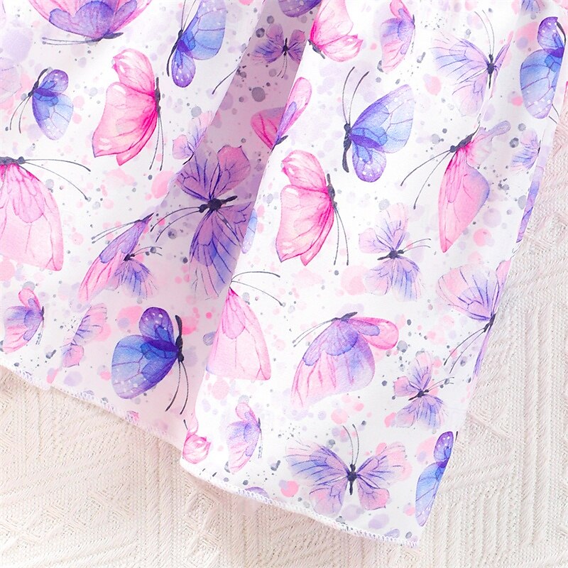 Kids Girls' Skirt Floral Streetwear Patchwork Performance 4 years+ Summer Black Pink3