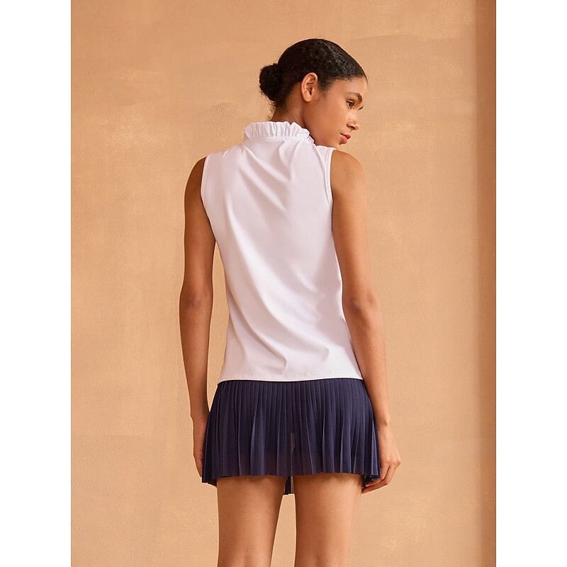 Women's Golf Polo Shirt Baby blue Lake blue Black Sleeveless Top Ladies Golf Attire Clothes Outfits Wear Apparel2