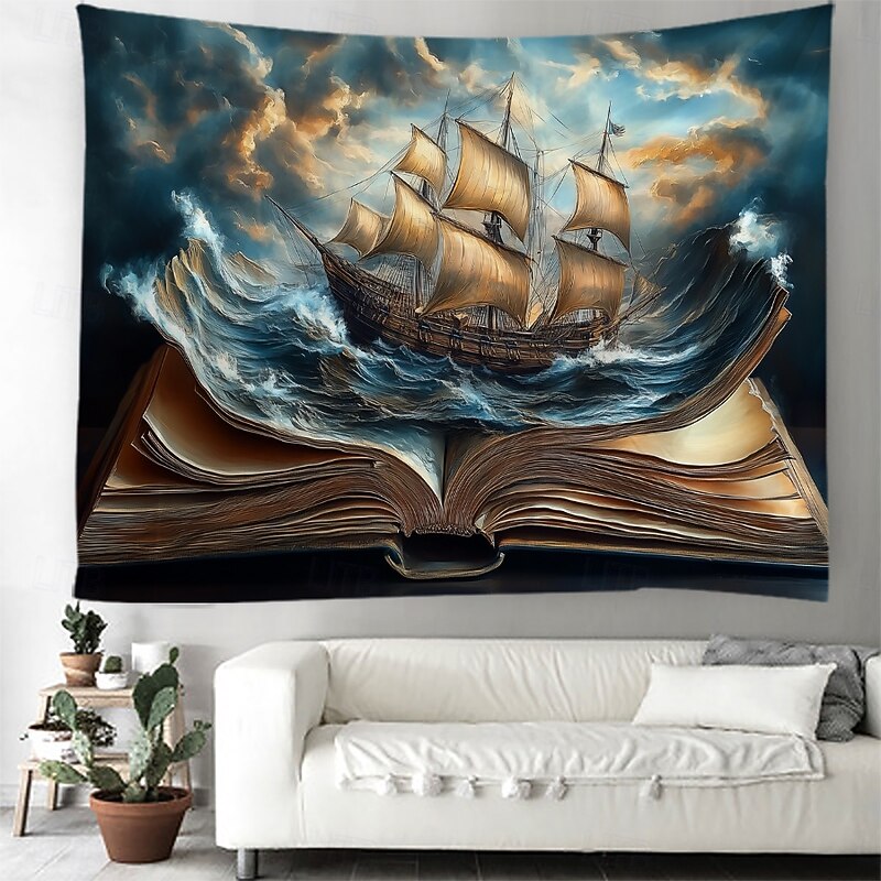 Magic Book Pirate Hanging Tapestry Wall Art Large Tapestry Mural Decor Photograph Backdrop Blanket Curtain Home Bedroom Living Room Decoration2