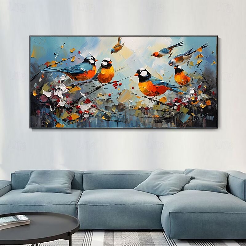 Handmade Oil Painting Canvas Wall Art Decoration Modern Abstract Magpie Animal Scenery for Home Room Decor Rolled Frameless Unstretched Painting4