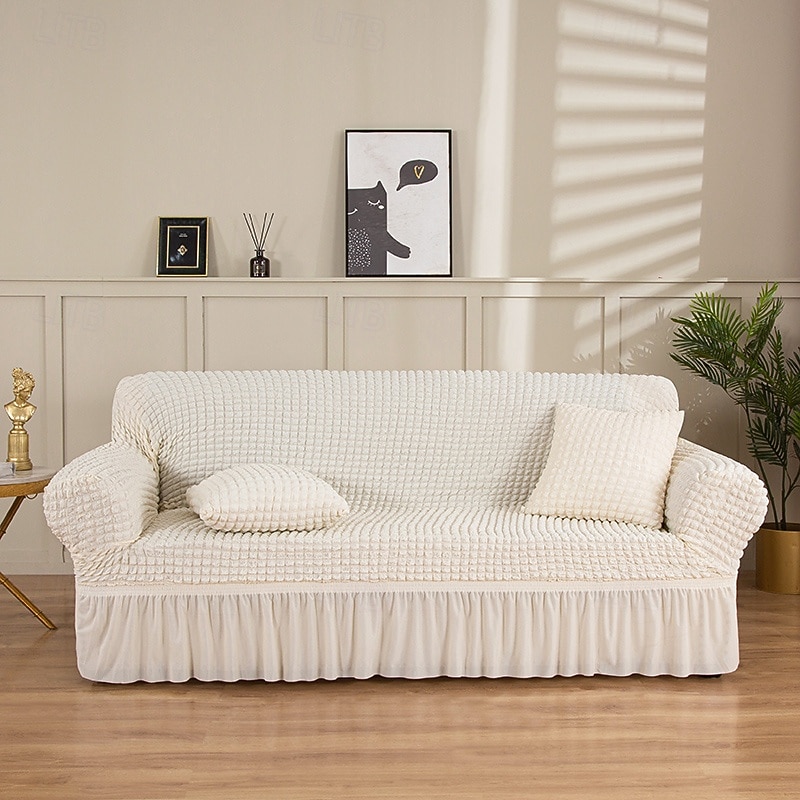 3D Bubble Lattice Elegant Stretch Sofa Cover Loveseat Cover Couch Cover Spandex Elastic Sofa Slipcover Protector with Skirt2
