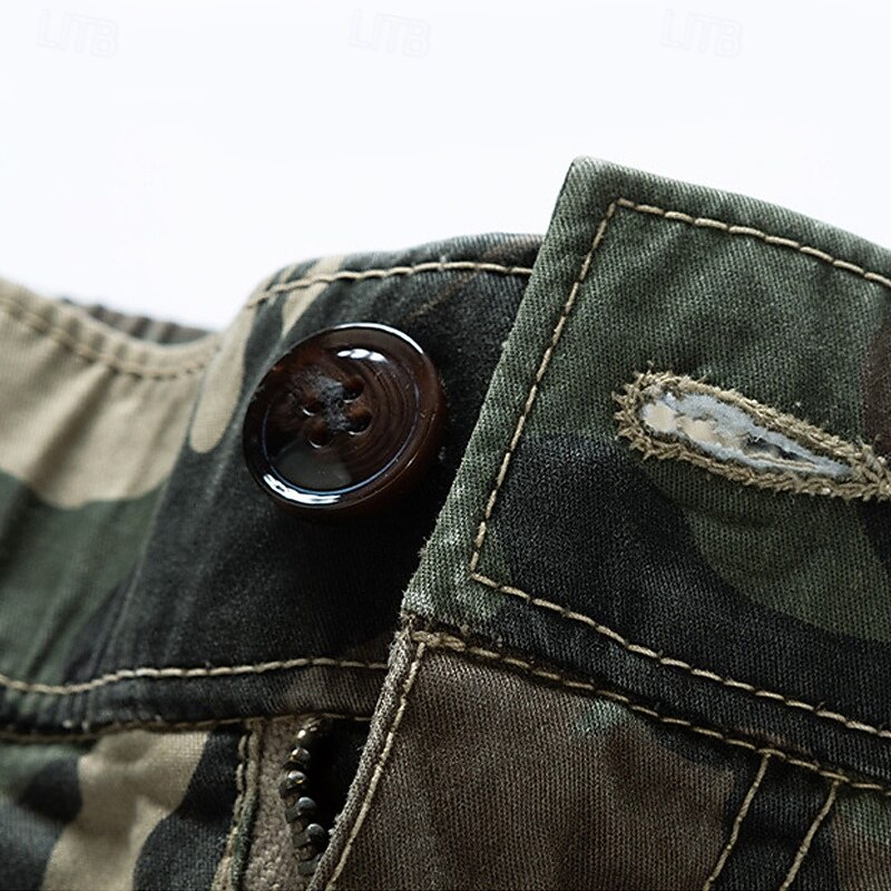 Men's Cargo Shorts Camo Shorts Shorts Summer Shorts Drawstring Elastic Waist Multi Pocket Camouflage Camo / Camouflage Comfort Wearable Knee Length Outdoor Sport Daily Fashion Casual Blue Khaki3