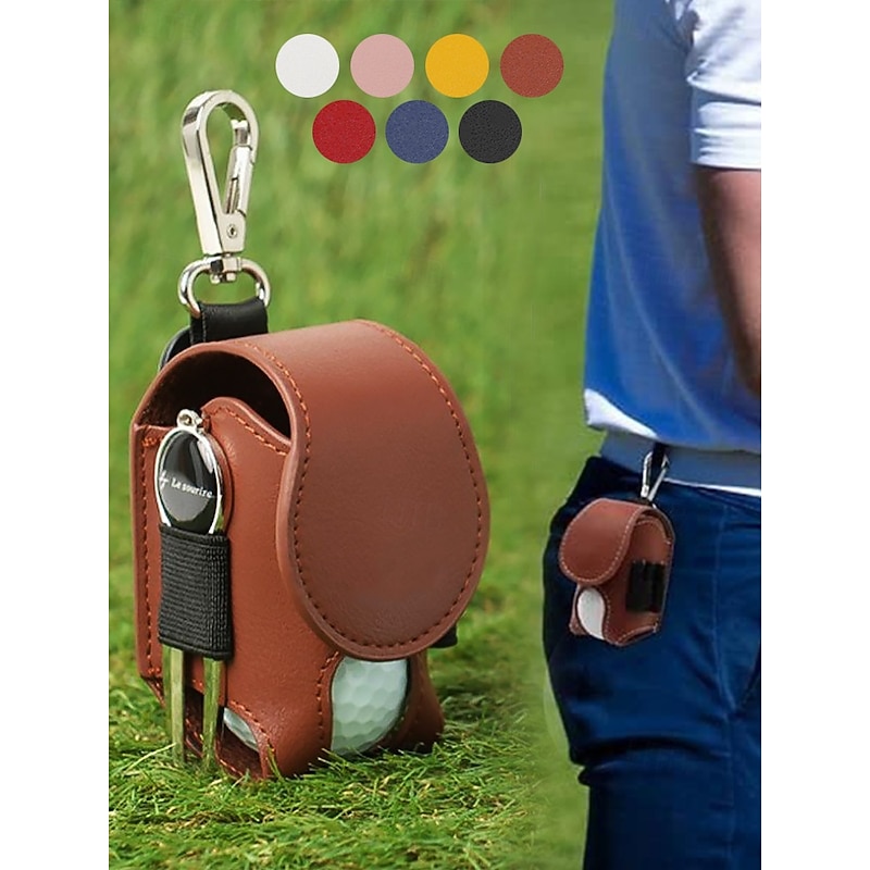 Portable Leather Golf Ball Holder Pouch – Compact Golf Tee Case with Clip, Stylish & Durable Design for Men & Women, Easy Belt Attachment, Ideal for Golf Training & Tournaments4
