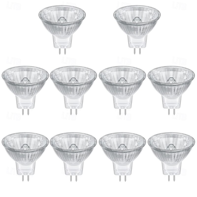 MR11 20W 12V Light Bulbs GU4 Bi Pin Base Spotlight Bulb Dimmable Warm White MR11 Bulbs for Landscape Track Lights Fiber Optics Desk Lamps 10pcs