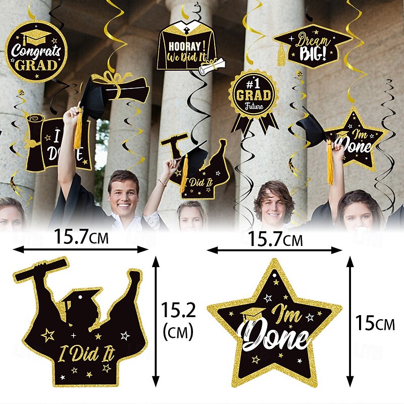 Graduation Party Spiral Hanging Decorations, Grad Graduation Ceremony Backdrop Decor, Spiral Pendant Ornaments for Party Decorations3