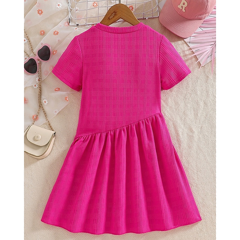 Kids Girls' Dress Rabbit Short Sleeve Outdoor Casual Fashion Adorable Polyester Knee-length Casual Dress A Line Dress Summer 4 years+ Rose Red2