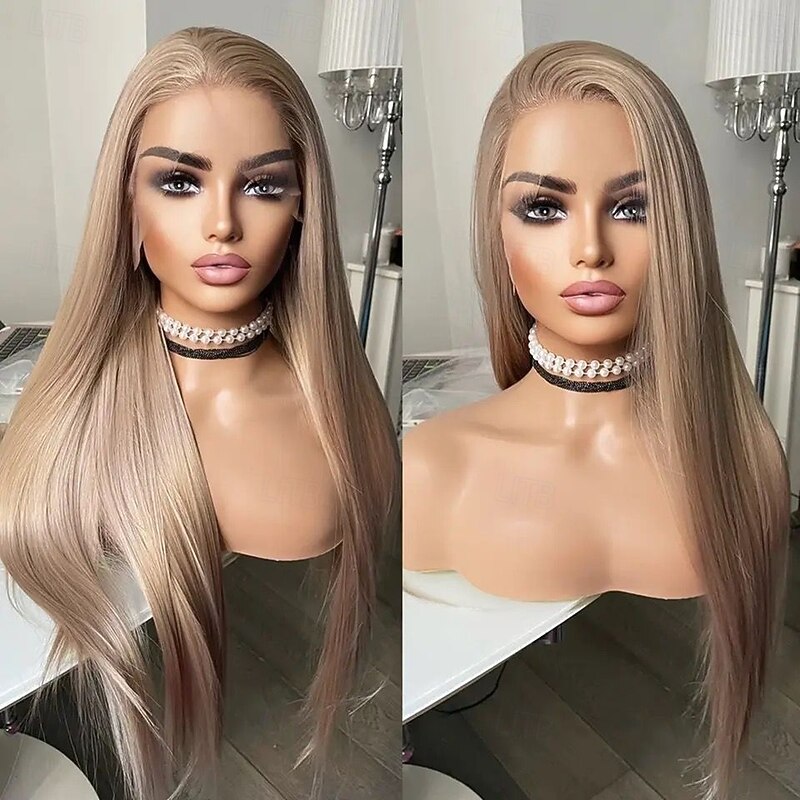 Remy Human Hair 5x5 Closure 13x4 Lace Front Wig Free Part Brazilian Hair Straight Blonde Wig 130% 150% Density with Baby Hair Natural Hairline Glueless For Women Long Human Hair Lace Wig3