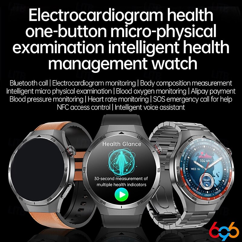 696 ET456 Smart Watch 1.56 inch Smartwatch Fitness Running Watch Bluetooth ECG+PPG Pedometer Call Reminder Compatible with Android iOS Men Hands-Free Calls Message Reminder IPX-0 47mm Watch Case2