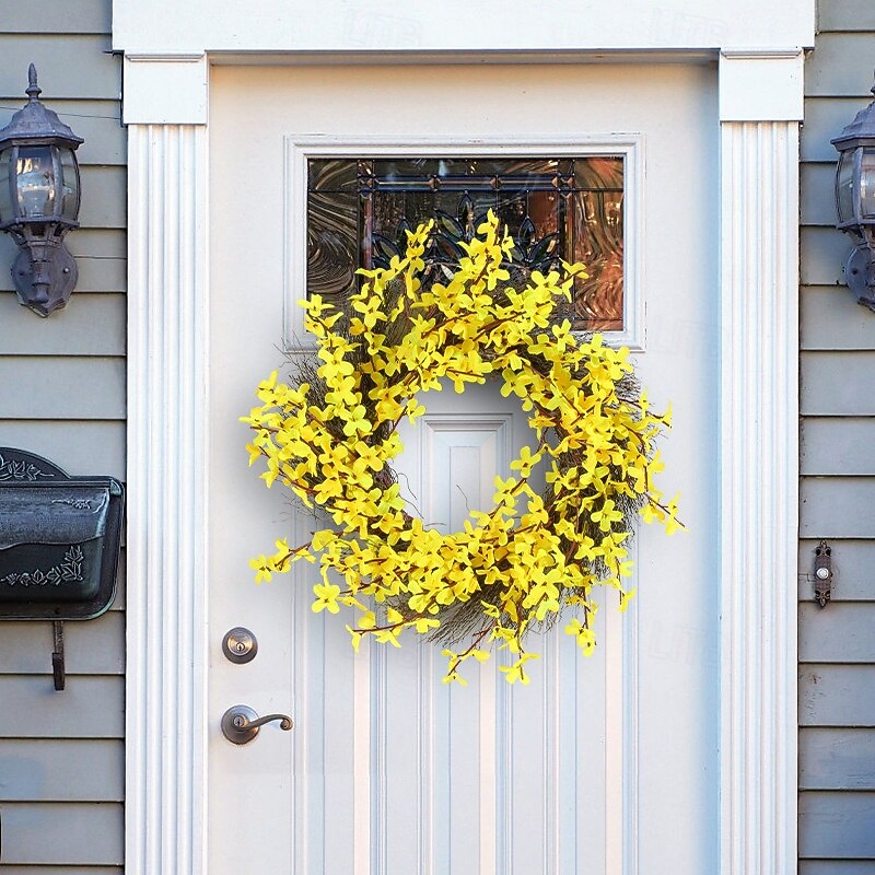 Spring Wreath Yellow Floral Door & Window Hanging Decoration -Artificial Flower Garland for Seasonal Home Decor2