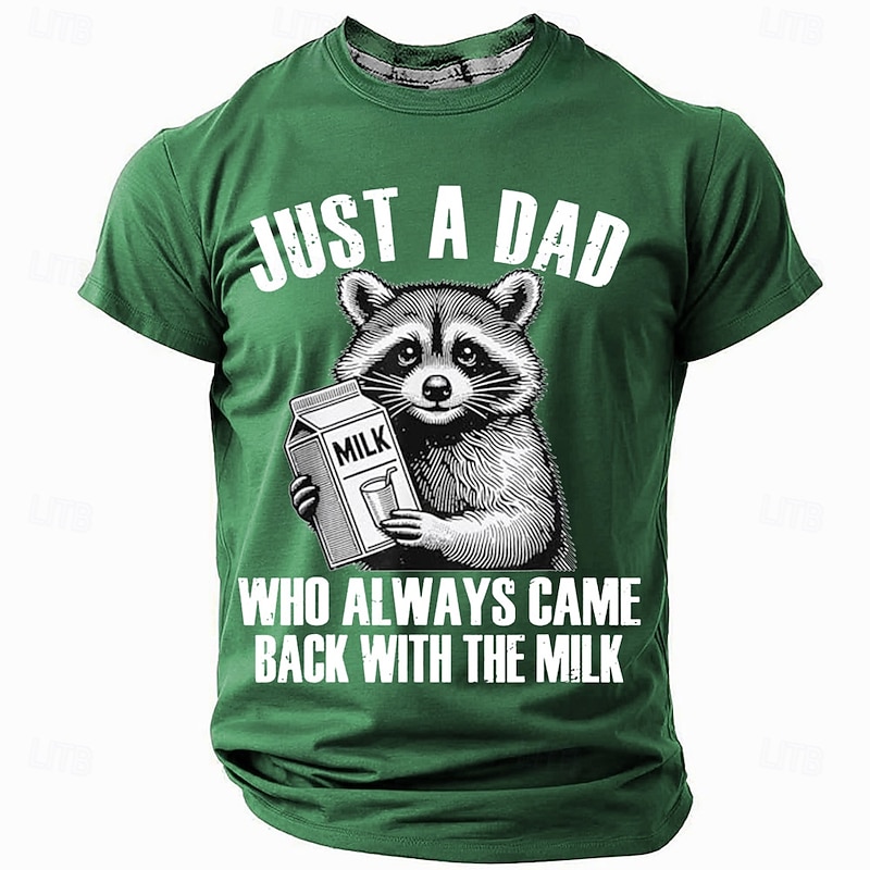 Men's Funny Dad Graphic T-Shirt: 'Just A Dad Who Always Came Back With The Milk' Short Sleeve Father's Day Tee2